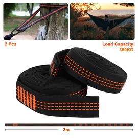 LAMA Hammock Attachment 2 Pack 3 m x 2.5 cm Hammock Straps Max 500 kg Hammock Suspension Set with 2 Carabiner Hooks Carry Bag for Hammock Hanging Chair Swing Camping Hiking Outdoor