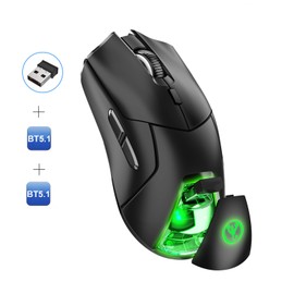 HXSJ T40 T40 Wireless Mouse 2.4G+BT5.1+BT5.1 USB Receiver Triple Modes Mouse with 7 RGB Light Gaming Mouse for PC Computer Notebook Rechargeable Battery 4000DPI Adjustable Level