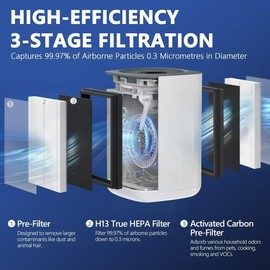 FCFMY AP2 True HEPA Replacement Filter Set Compatible with Priestley PM1240B and Airversa AP2 Purelle Air Cleaner Purifiers, 3-Stage Filtration System, Pre-Filter, H13 HEPA Filter, 4 Pcs/2 Sets
