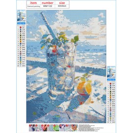 LEADINTOP Diamond Art Summer Cup Round Beads, 11.8 x 15.7 inches (30 x 40 cm), Diamond Painting Kit, Mosaic Art, Popular, Bead Art, Cute, Beginners, Adults, Kids, DIY, Handicraft Kit, Present, Arts,