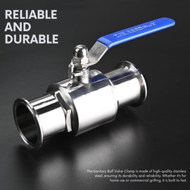 2" Tri-Clamp Ball Valve for home brewing, Stainless Steel 304, 2" Tude OD, PTFE Lined