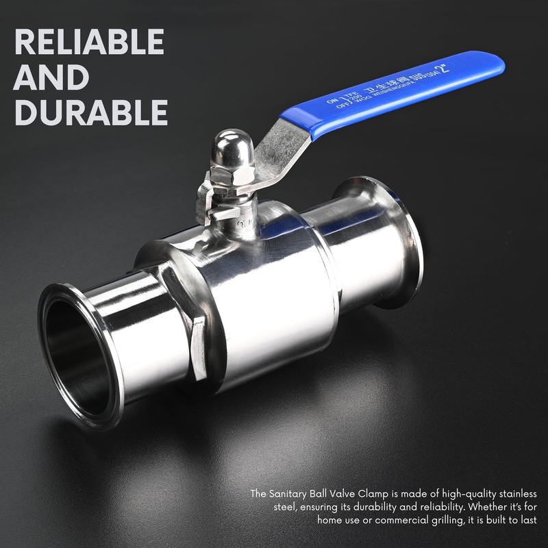 2" Tri-Clamp Ball Valve for home brewing, Stainless Steel 304,
