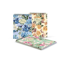Pigna Flowers Notepad 25 Sheets Multicoloured A5 - Notepads (25 Sheets, Multicoloured, A5, 80 g/m², Squared Paper, Spiral Binding)