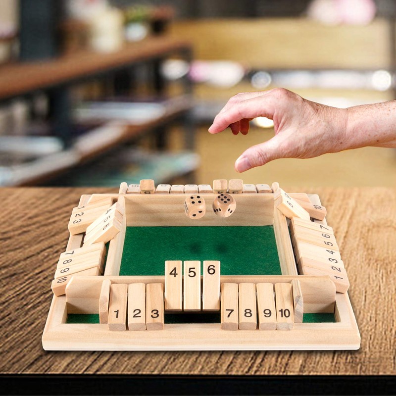 AMEROUS 1-4 Players Shut The Box Dice Game,Classic 4 Sided