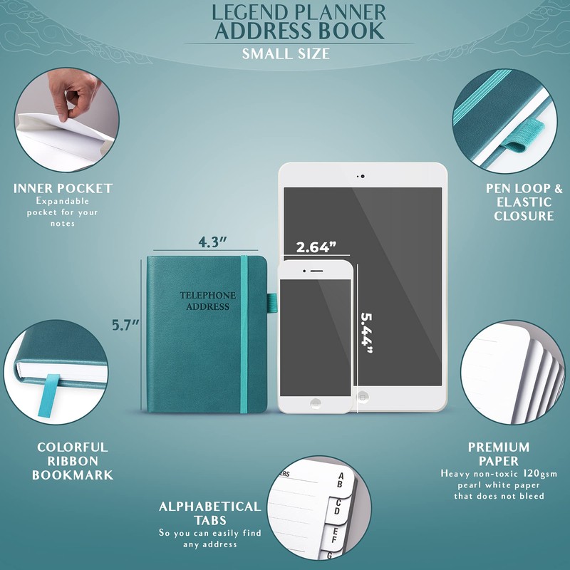 Legend Planner Address Book with Alphabetical Tabs –Telephone Contacts Book