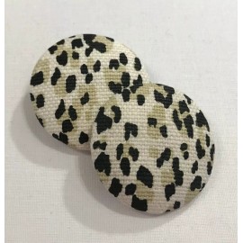 Quadrille TWO QUADRILLE TAUPE BLACK "BONAPARTE" LEOPARD PRINT CUSTOM COVERED BUTTONS