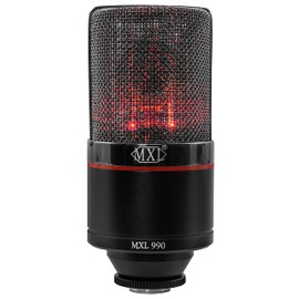 MXL 990 Condenser Microphone for Podcasting, Singing, Home Studio Recording, Gaming & Streaming | Red LED lights | XLR | Large Diaphragm (Blaze)