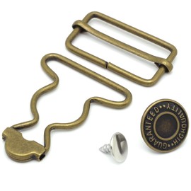 Enosea 4 Sets Overall Buckles Replacement, Metal Overall Suspender Dungaree Buckles with Adjustable Buckle Slider and Buttons (1.25 inch)