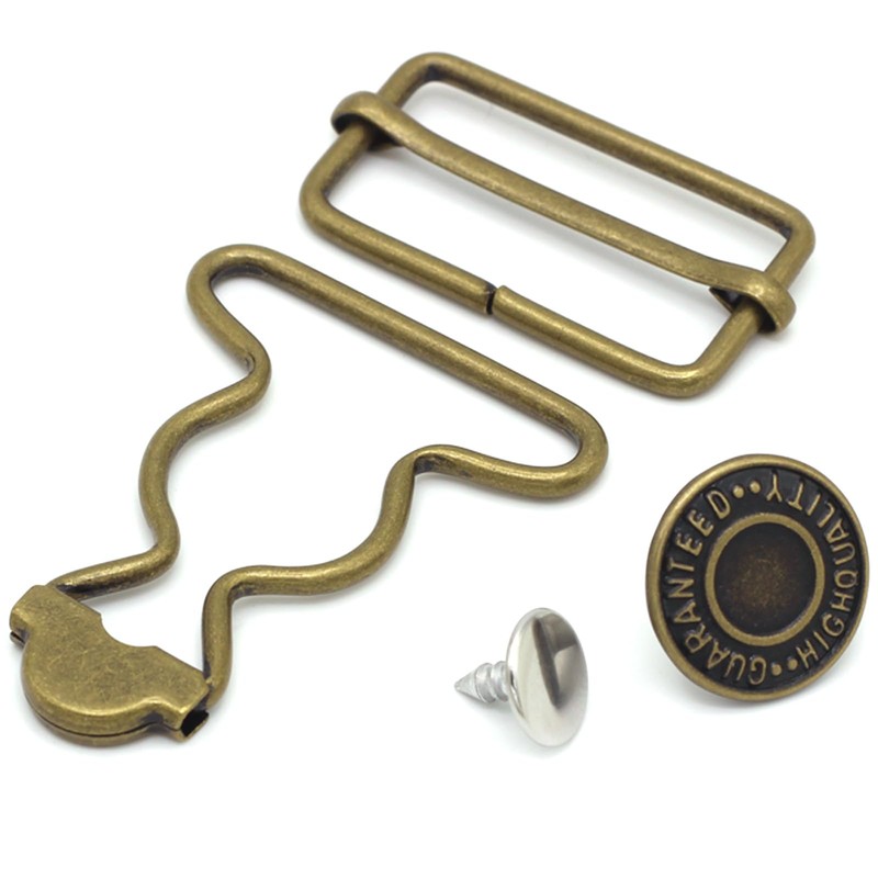 Enosea 4 Sets Overall Buckles Replacement, Metal Overall Suspender Dungaree