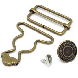 Enosea 4 Sets Overall Buckles Replacement, Metal Overall Suspender Dungaree Buckles with Adjustable Buckle Slider and Buttons (1.25 inch)