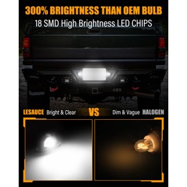 LESAUCE LED License Plate Light For Dodge Ram 1500 2500 3500 1994-2001, 6000K White, Tag Lamp Assembly Replacement, Pack of 2