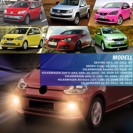 Fog Light for Volkswagen 2003-2009 Golf V (1K1/1K5) GTI Version 04-10 Jetta 1K2 08-14 Scirocco 137 138 Up 10-12 Amarok 11-up Seat MII 11-17 Skoda Citigo One Pair HB4 Smoke Lens