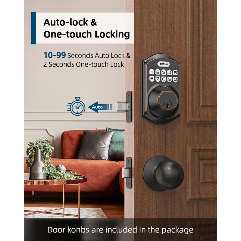 TEEHO TE002K Keyless Fingerprint Deadbolt Door Lock - Smart Lock