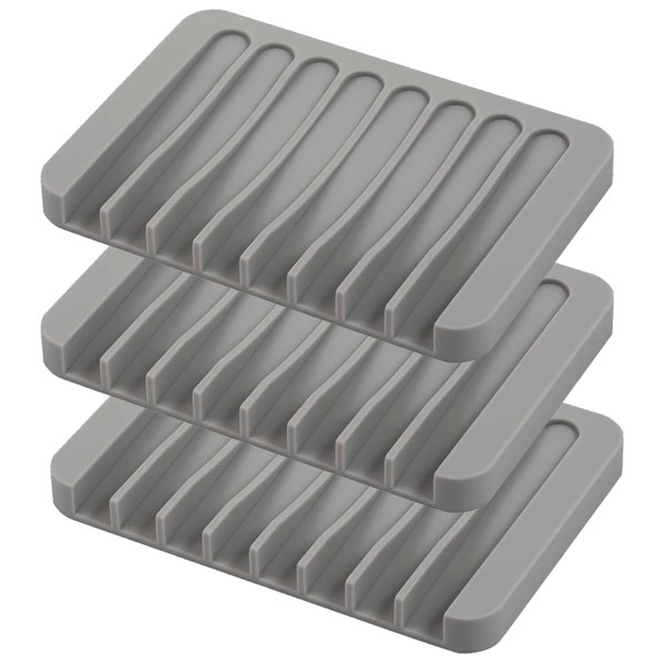 Self Draining Soap Dishes, 3 Pcs Silicone Soap Saver, Waterfall