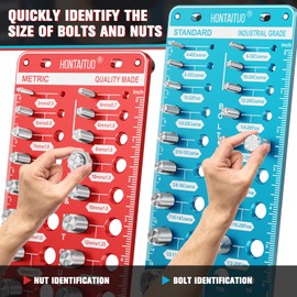 42 Nut and Bolt Thread Checker Standard and Metric,Bolt Size and Thread Gauge with 17 Standard & 17 Metric Bolt & 8 Drill Bit Gauge,Bolt and Nut Identifier Gauge