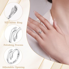 Umarmung Ring für Damen, 925 Sterling Silber Ringe Always with You Versprechensringe Verstellbare Fingerring Stapelbare Freundschaftsringe Schmuckgeschenke