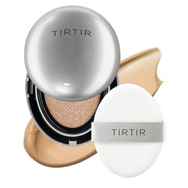 TIRTIR - Base de maquillaje en formato Cushion de Mask Fit Aura Silver  Acabado semibrillante, cobertura natural, hidratante, ligera, base de...      
