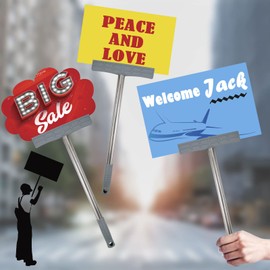 2pcs Handheld Sign Holder Stainless Steel Billboard Airport Pick-Up Sign Sports Meetings Exhibition Welcome Sign Leader Tour Guide Sign High Placards Parade Signboard, No Signboard