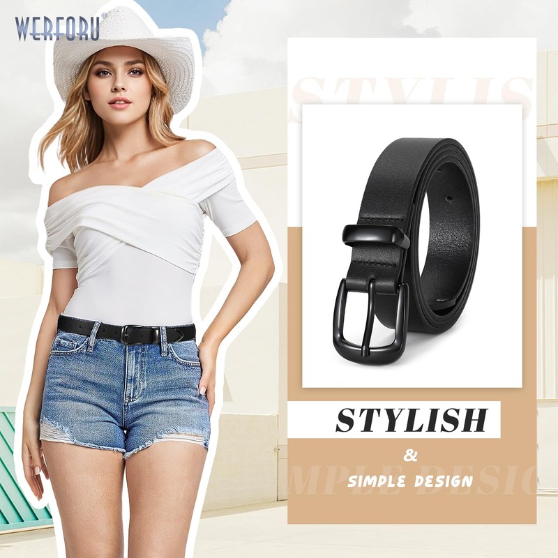 WERFORU Women Belt Fashion Leather Waist Belt for Pants Jean