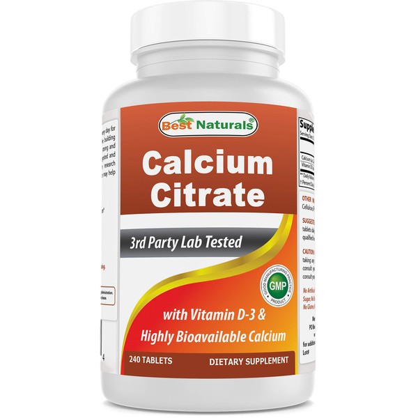 Best Naturals Calcium Citrate with Vitamin D-3 240 Tablets