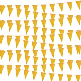 Krmkot 100 Ft Orange Pennant Banners Flags String 60 Pcs Hanging DIY Triangle Bunting Flags,Solid Orange Blank Banners Flags for Grand Opening,Birthday Party,Festival Celebration (Orange)