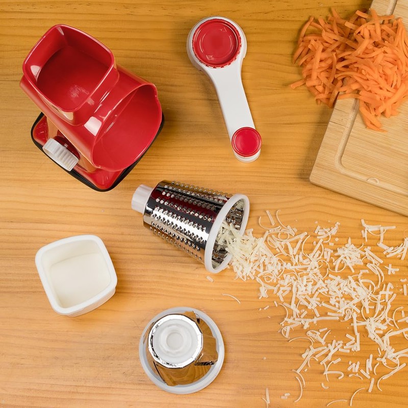 KEOUKE Rotary Cheese Grater with Handle Vegetable Cheese Shredder Slicer