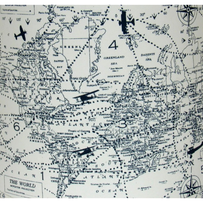 Lamp Albert Estate Ltd, Navy World Map Drum Lamp Shade,