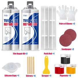Tile Repair Kit - Porcelain Repair Kit for Repairing Scratches, Chips, Dents, Hole on Bathtub and Shower Tray, Ceramic Repair Filler for Acrylic, Fiberglass, Perfect Restoration of Marble Countertop