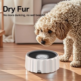 Famigreta Dog Water Bowl 70oz/2L Large Capacity Water Dispenser No Spill Non Slip No Splash Pet Slow Feeder No Drip Vehicle Carried Travel Slow Drinking Bowl for Dogs Cat(Dark Grey)