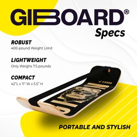 GIBBON GiBoard Balance Board for Adults & Kids - Slackline Workout Equipment Home Gym Training - Wooden Wobble Board Balance Trainer - Standing Desk Exercise - Yoga, Agility, Pilates, Core, Snowboard
