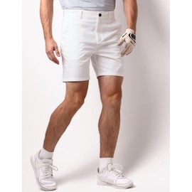 Mens Golf Shorts 7 Inch Inseam, Quick Dry Stretch Casual Lightweight Stretch Flat Front Hybrid Men's Golf Shorts for Men 36 White