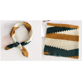 [ZOONAI] Women's Neck Square Scarf Soft Wrap Neckerchief Tie, Wave Pattern, Free size