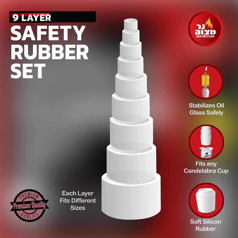 Ner Mitzvah Safety Rubber Set for Oil Candle Cups -