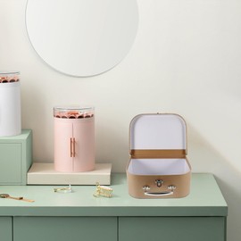 TEHAUX Vintage Paperboard Suitcase Gift Box Set - Kraft Paper Decorative Storage Box with Metal Handle and with Lock Buckle for Jewelry, Party Favors, and Wedding Gifts - Mini Suitcase Design