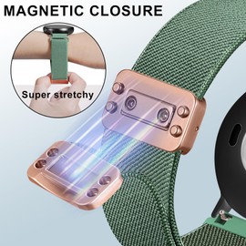 EverAct 22mm Nylon Magnetic Watch Band Compatible with Garmin Venu 3 45mm/Venu 2/Vivoactive 4/Forerunner 265/255/255 Music,Loop Magnetic Easy Buckle Adjustable Elastic Strap Replacement for Women Men
