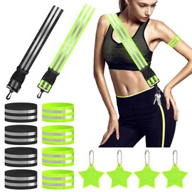14-Piece Reflector Clothing Set, Reflectors Bicycle Reflector Belt, Adjustable, Reflective Band and Reflector Pendant, Reflector Pendant, Reflector Belt Adjustable, Dog Hiking & Outdoor Sports