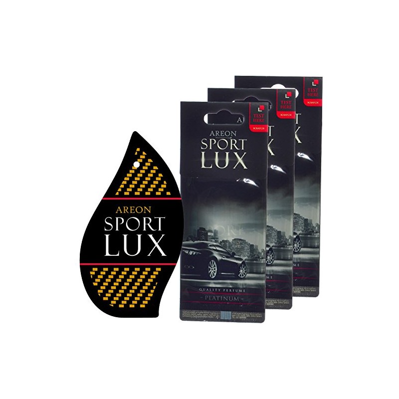 Air Freshener Areon Sport LUX Quality Perfume/Cologne Cardboard Car Platinum-3pk
