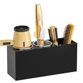 NIUBEE Hair Dryer Holder, Hair Tool Organizer Wall Mount, Blow Dryer Holder Cabinet Door, Bathroom Styling and Hot Tools Organizer for Flat Irons, Curling Irons (Black)