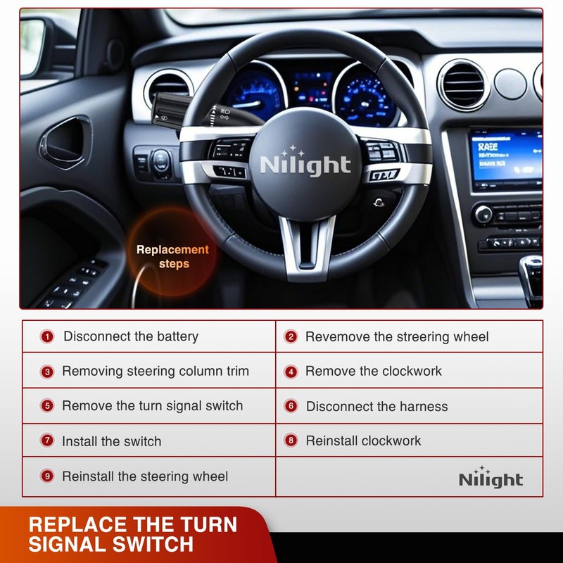 Nilight Turn Signal Switch Compatible with 2010 2011 2012 2013