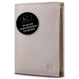 RUTAKO Men's Leather Wallet with RFID Protection, Large Wallet with Coin Compartment, 12 Compartments, Genuine Leather Wallet for Men, Wallet, carbon black, Landscape