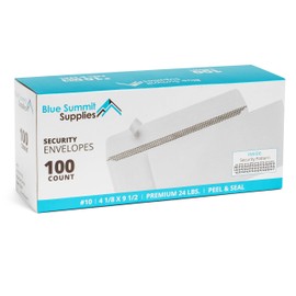 100 No. 10 Self Seal Security Envelopes - Designed for Secure Mailing - Security Tinted with Printer Friendly Design - Number 10 Size 4 1/8 x 9 ½ Inch (100 Pack)