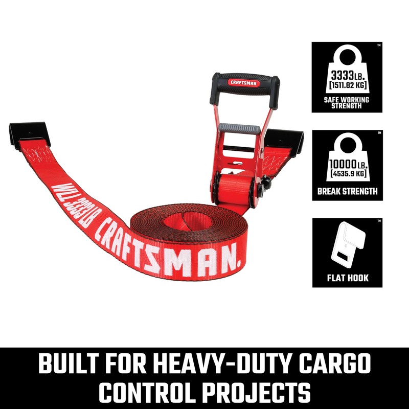 CRAFTSMAN CMXAZBS10000F Black/Red 2" x 27' Ratchet Tie Down Strap