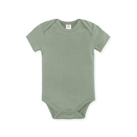 Colored Organics Unisex Newborn 100% Organic Cotton Bodysuit - Short Sleeve Infant One Piece - Baby Boy and Girl Clothing - Thyme Green - 12-18M
