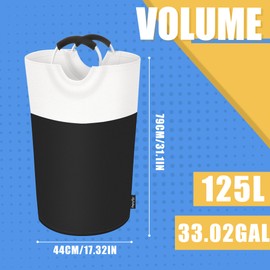 LilyFantasy - Cesta de lavandería plegable de 125 litros, con asas acolchadas, bolsa de lavandería impermeable, cesta de ropa alta de pie, cestas plegables de lavandería para un fácil almacenamiento