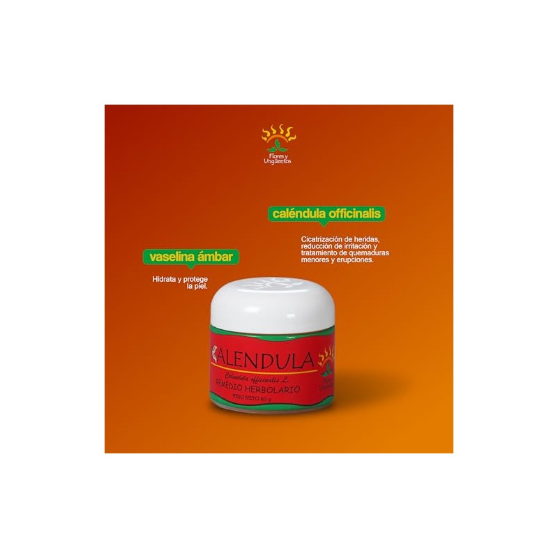 Pomada Natural de Caléndula 60g - Altamente Concentrada. Cictrizante para
