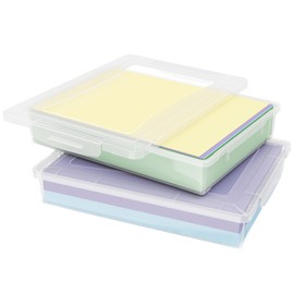 Lifewit 2 Pack Mehrzweck-Aufbewahrungsbox aus Kunststoff mit verriegelbaren Deckeln, A4 Papieraufbewahrung, Klassenzimmer Organisation, Aufbewahrung für Bastelarbeiten, Dokumente, Künstlerbedarf