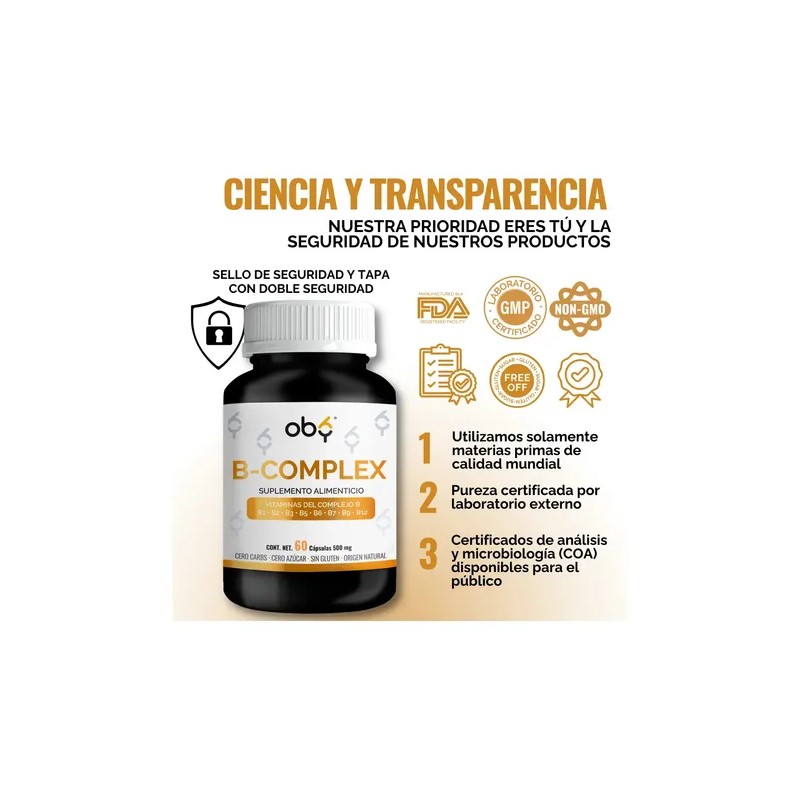 Complejo B Completo | Vitamina B12, B1, B2, B3, B5,