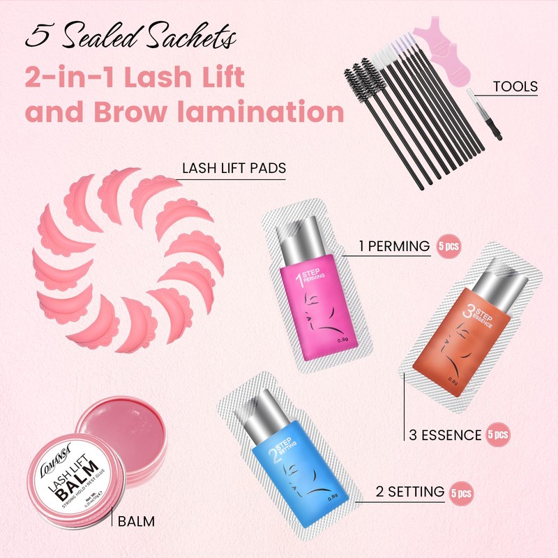 Lomansa Lash Lift Kit, Eyelash Perming Kit, Brow Lamination Kit,