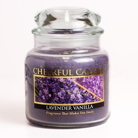A Cheerful Giver - Lavender Vanilla - 16oz Medium Scented Candle Jar with Lid - Cheerful Candle - 80 Hours of Burn Time, Candles Gifts for Women, Violet