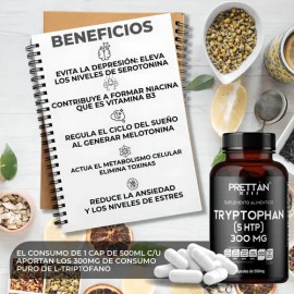 L Triptofano Prettan 5-htp Suplemento 500mg 90 Cápsulas - Sin Sabor                                                                                   